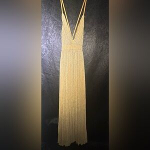Stunning Gold Maxi Dress with Strappy Back